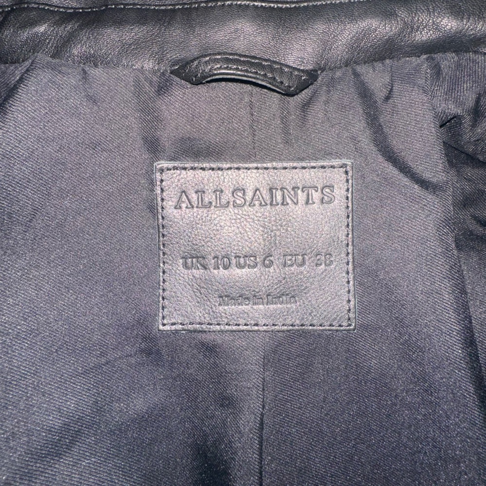 AllSaints Dalby Slim Fit Leather Biker Jacket – Black, Size 6 - Picture 4 of 5